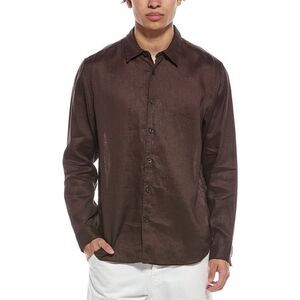 Theory Mens Irving Relaxed Linen Shirt, Brown